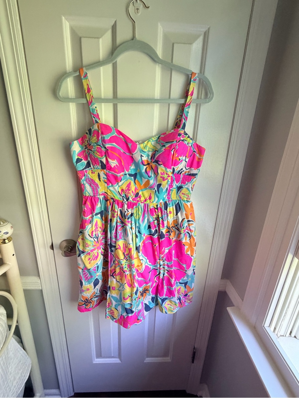 Lily Pulitzer Bright Floral Sundress with Pink & Turquoise Print